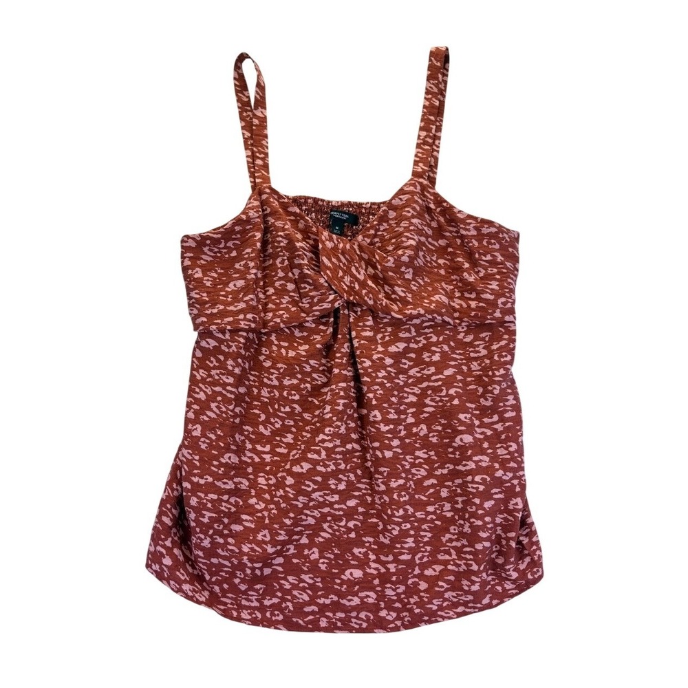 Simply Vera Vera Wang Red Print Twist Front Camisole Top M Boho Lightweight NWOT